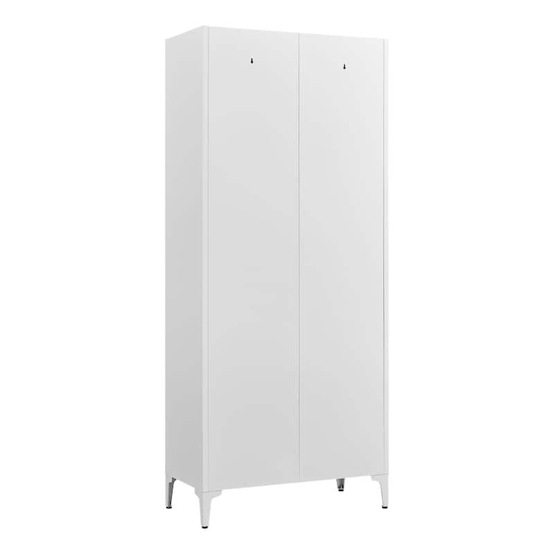 2 Doors Metal Storage Cabinet Kitchen Pantry Cabinet With Adjustable Shelves Tall Steel Cabinet Locker