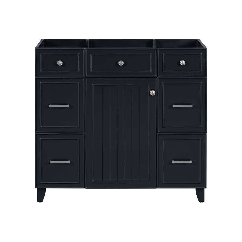 Roomfitters 36" Bathroom Vanity Cabinet, Modern Storage with Soft-Close Doors and Drawers, Black