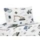 preview thumbnail 1 of 0, Construction Truck Collection 3-piece Twin Sheet Set - Grey Yellow Black Blue and Green Transportation
