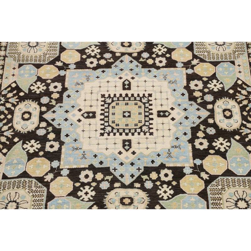 Stunning Geometric Khotan Oriental Area Rug Wool Handmade Carpet - 8'9" x 11'8"