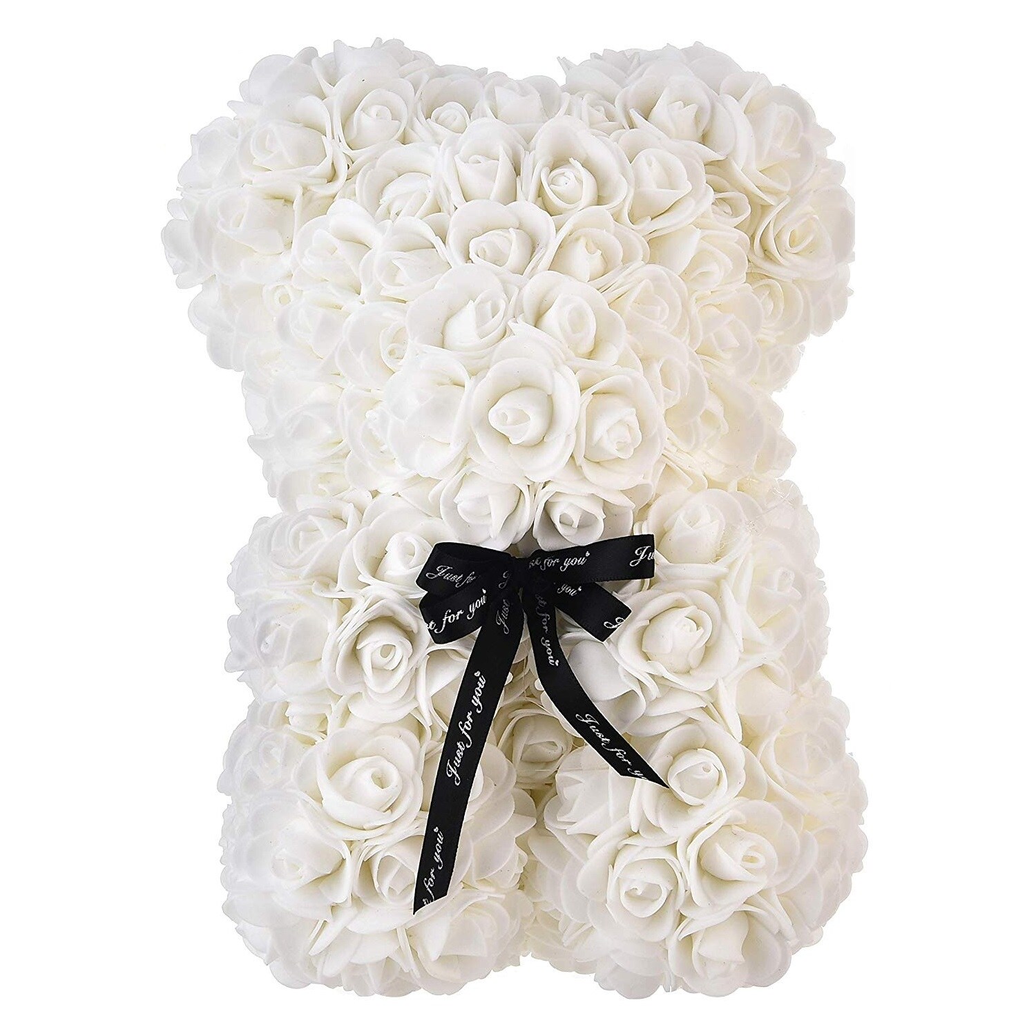 white rose teddy bear