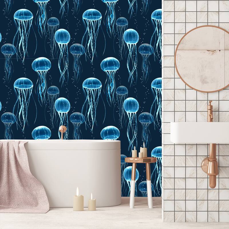 Marine Jellyfish Removable Wallpaper - 24'' inch x 10'ft