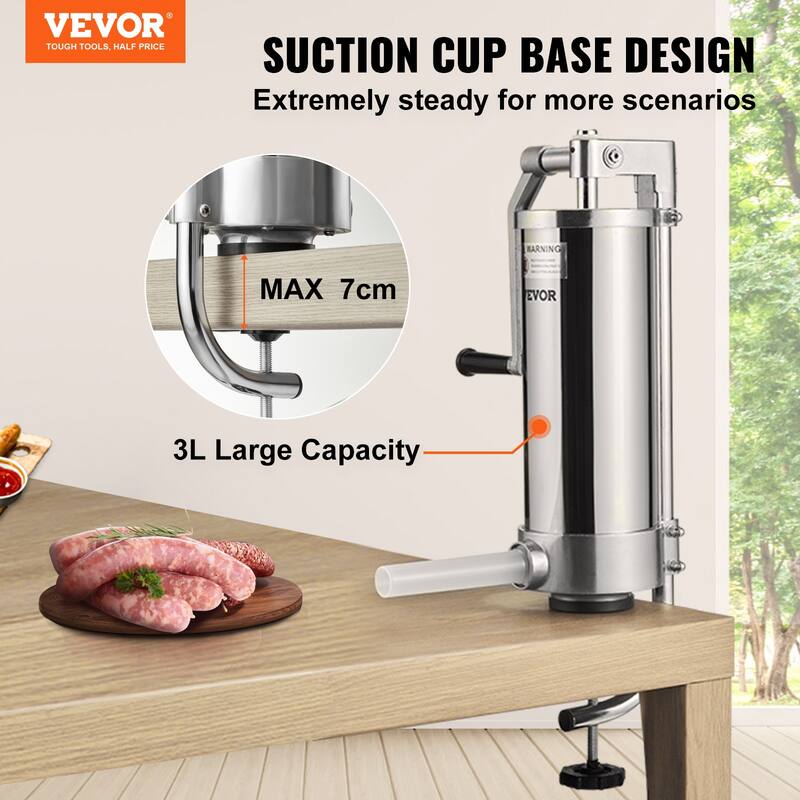 VEVOR Sausage Stuffer 304 Stainless Steel Vertical Sausage Stuffer Sausage Filling Machine