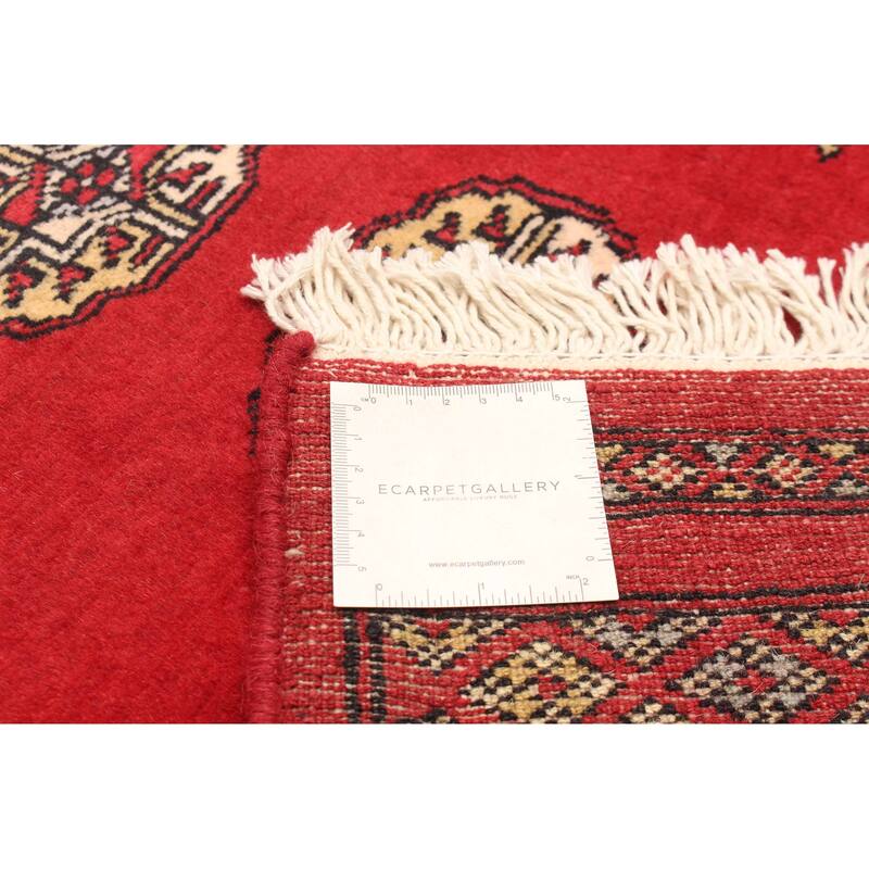 ECARPETGALLERY Hand-knotted Finest Peshawar Bokhara Red Wool Rug - 2'9 x 9'10