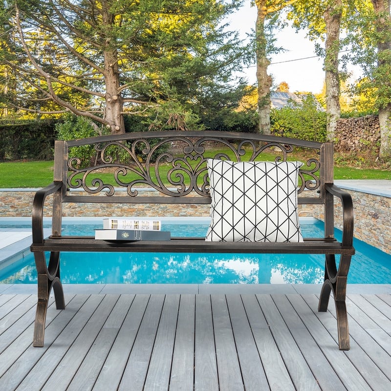 Patio 50 in. Powder Coated Iron Park Bench