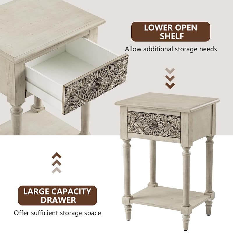 COSIEST Mid-Century Modern Nightstands with Drawer (Set of 2)