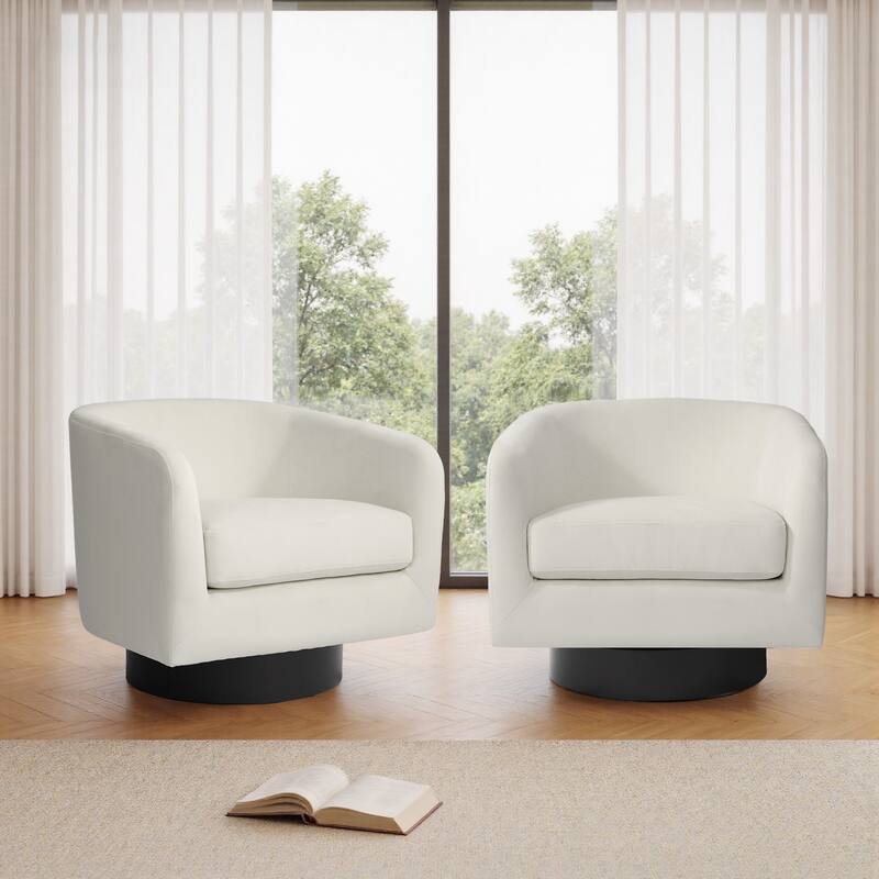 UIXE Set of 2 Swivel Barrel Accent Chair Velvet Armchair For Living Room