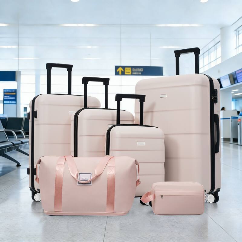 Hardshell Luggage Sets 6 Piece with 2 Bags,Carry on Suitcase with Handle Password Lock Double Spinner Wheels