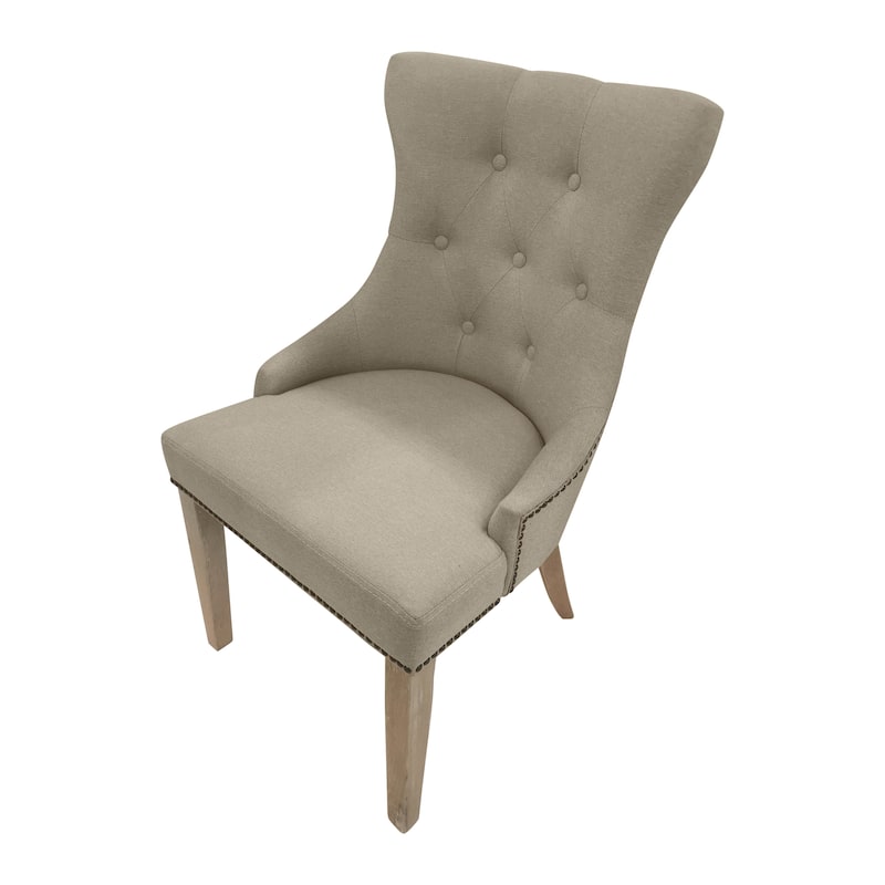 Carolina Living Julia Tufted Back Upholstered Chair - Set of 2 - Natural Driftwood - Linen Upholstery - Set of 2 - Natural Driftwood, Linen - Dining Height