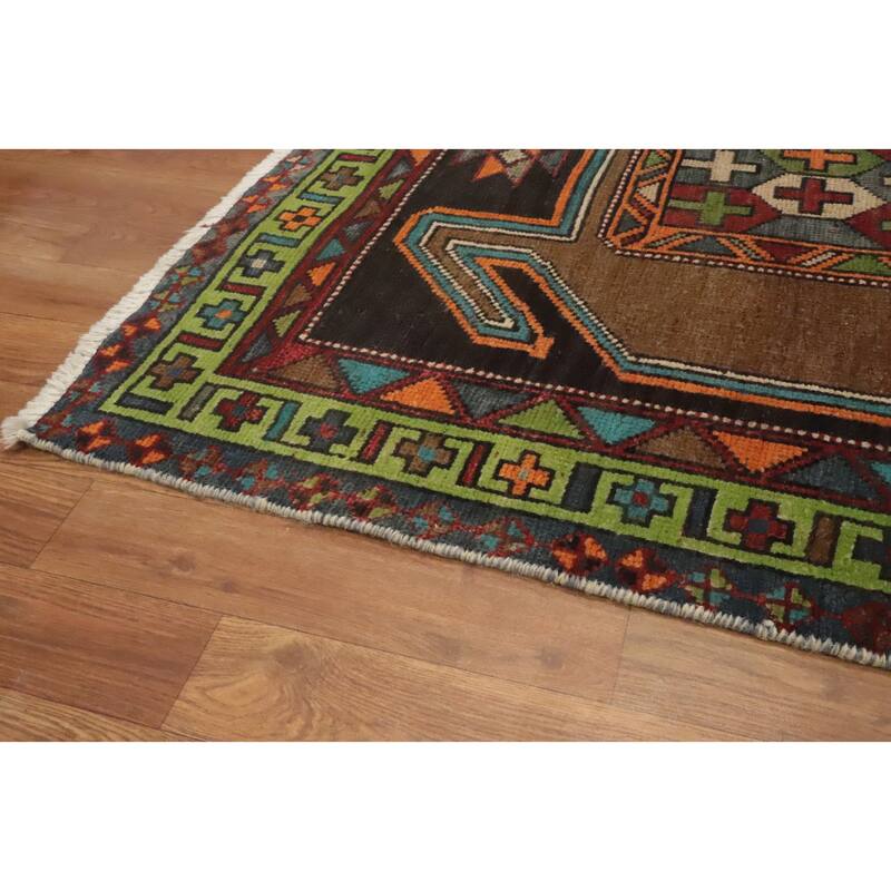 Hand Knotted Oriental 100% Wool Carpet Traditional Tribal Black Ardebil Runner Rug - 10' 0'' X 3' 7''