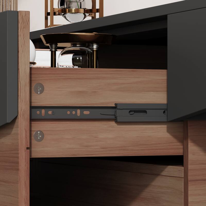 Modern Color Matching Entertainment center, 2 drawers, Black&White - 78.7"W