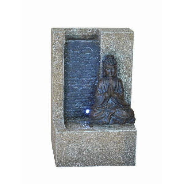 slide 2 of 4, Indoor Buddha Tabletop Fountain with LED Light