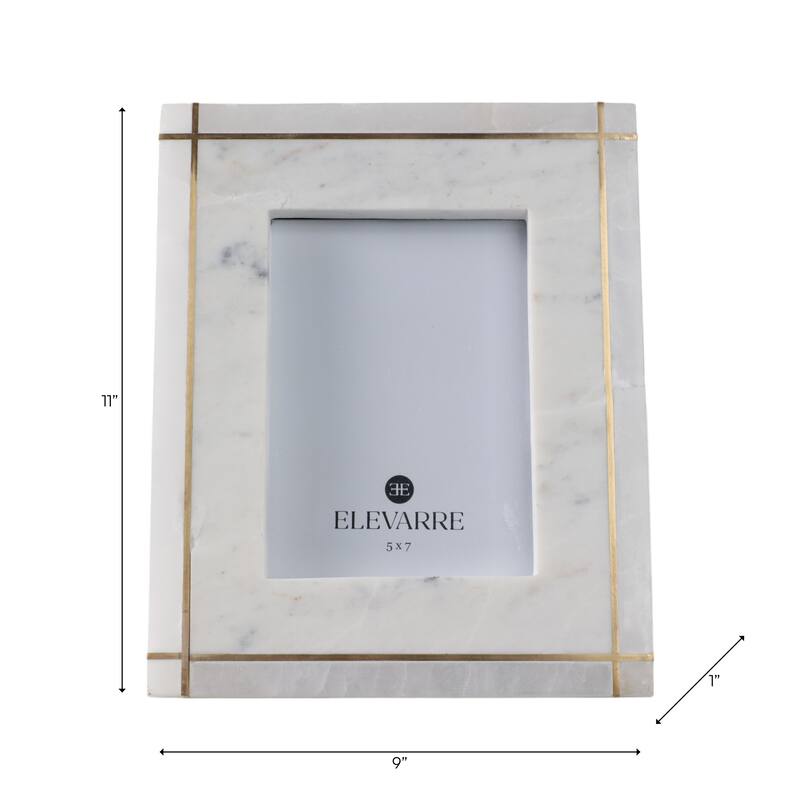 Marble Stone Frame with Inlaid Detail Modern Glam Decorative Accent