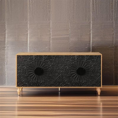Carved Symmetrical Design Cabinet