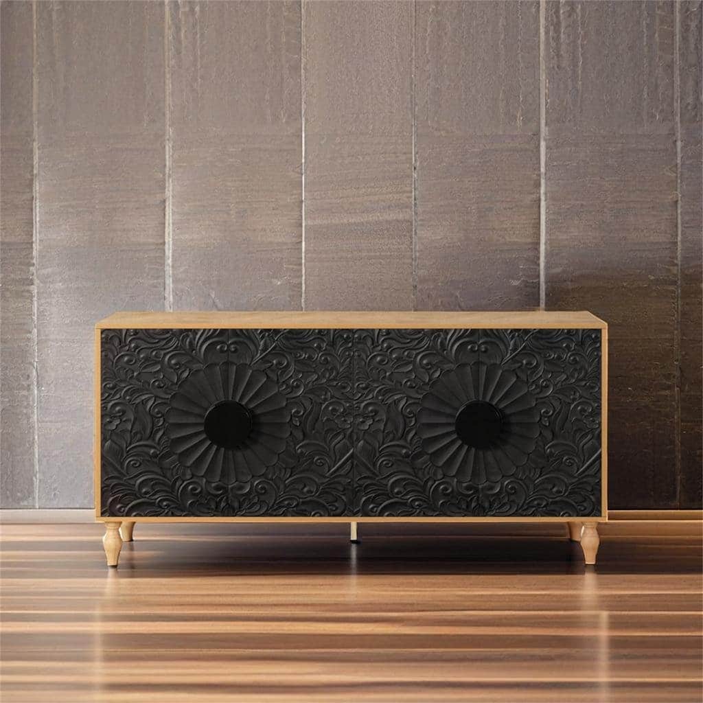 Carved Symmetrical Design Cabinet