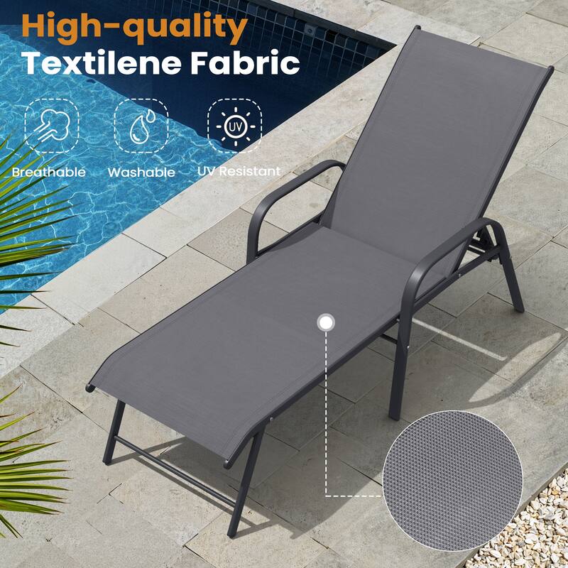 VredHom Outdoor Aluminum Adjustable Patio Chaise Lounge Chairs