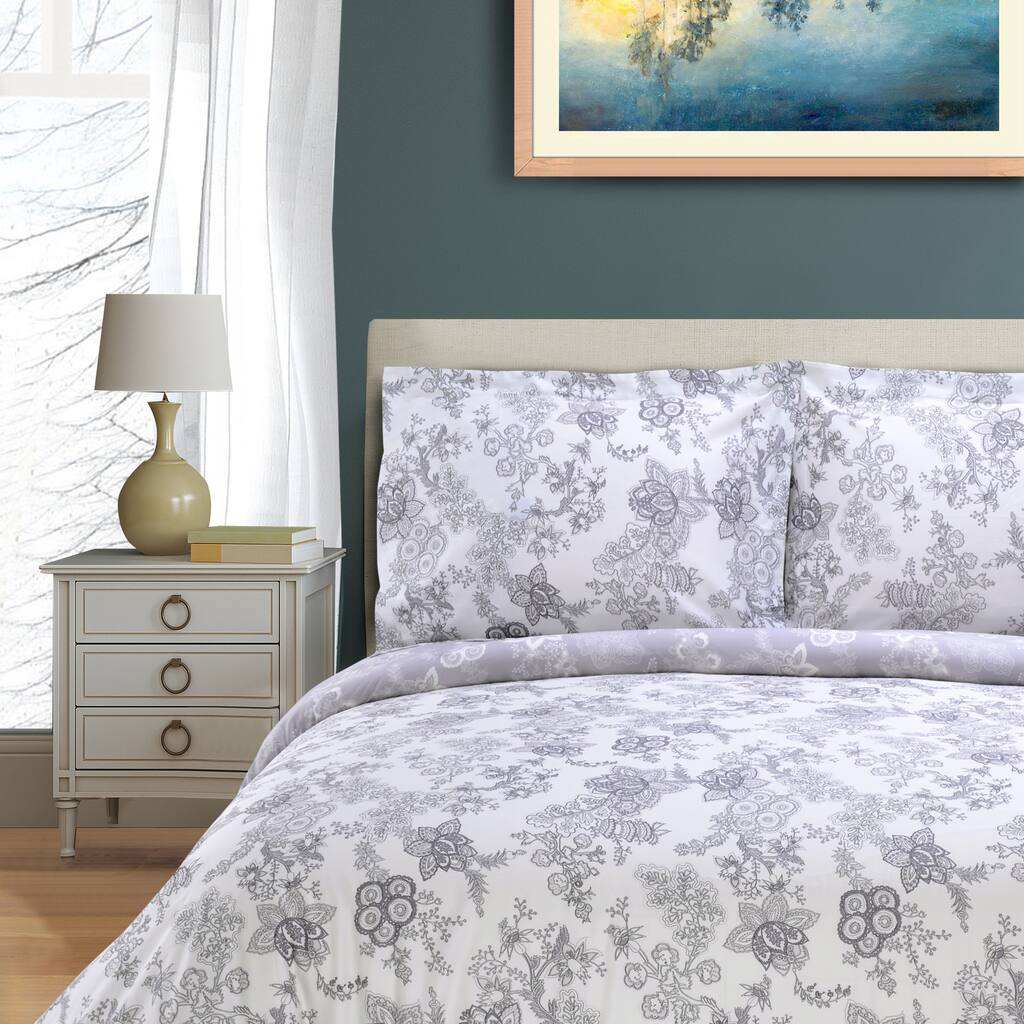 Superior Blossom 300 Thread Count 3-piece Cotton Duvet Cover Set