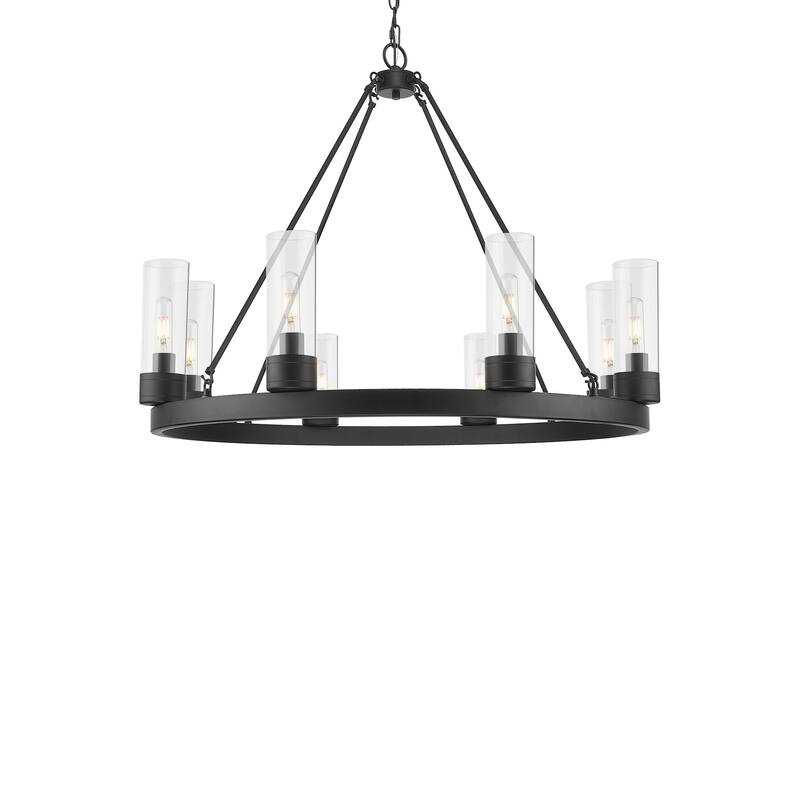 Innovations Lighting 617-8CR-28-36-8 Boreas Chandelier Boreas 8 Light - Matte Black / Clear