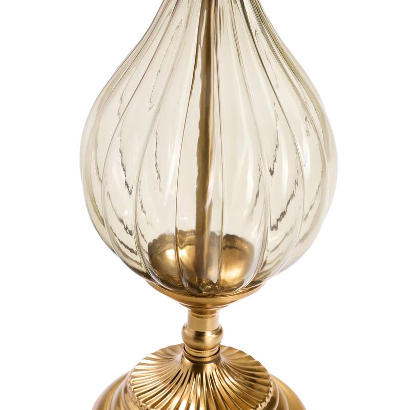 Bibi River of Goods Fuchsia Pink Drum Shade Geometric Glass 30.5-Inch Table Lamp - 17" x 17" x 30.5"