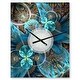 preview thumbnail 14 of 13, Designart 'Fractal Blue Flowers' Oversized Modern Wall CLock