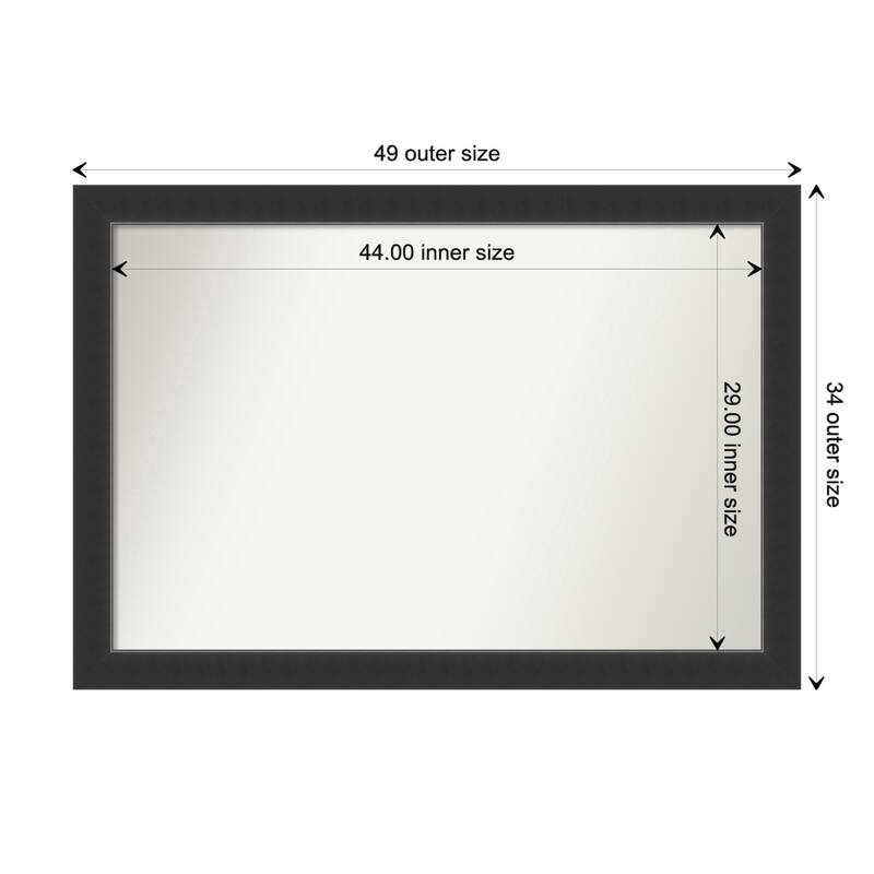 Corvino Black Framed Non-Beveled Custom Wall Mirror, Bathroom Vanity Mirror - Outer Size: 49 x 34