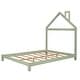 preview thumbnail 33 of 34, Full Size Kids Bed Wood Platform Bed with House-shaped Headboard , Gray