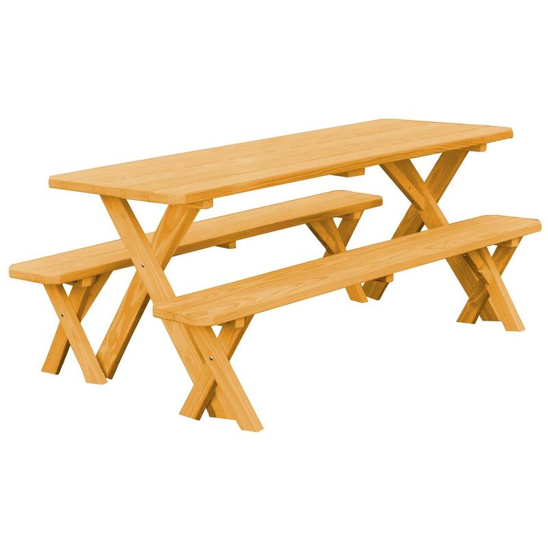 Pressure Treated Pine 6' Cross-Leg Picnic Table with 2 Benches