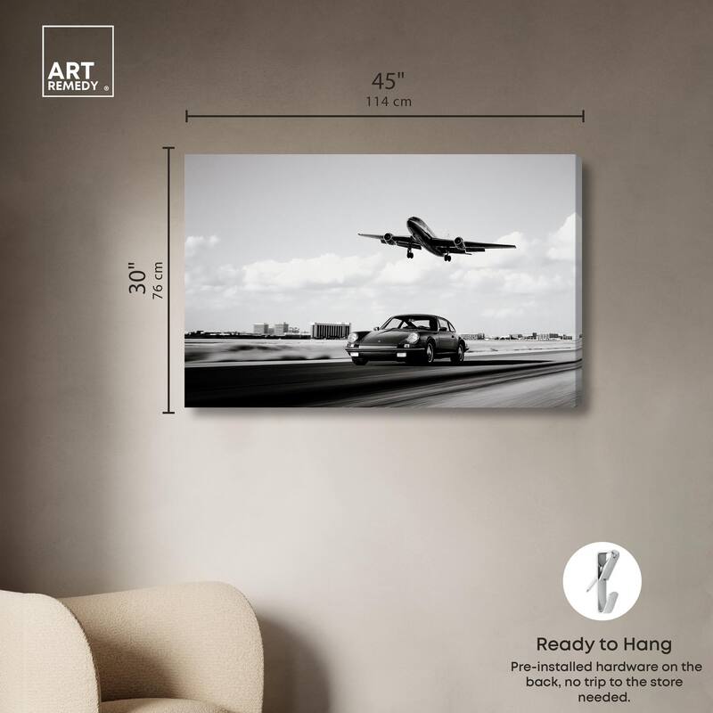 Sports Car Takeoff Canvas by Art Remedy, Gallery Wrapped