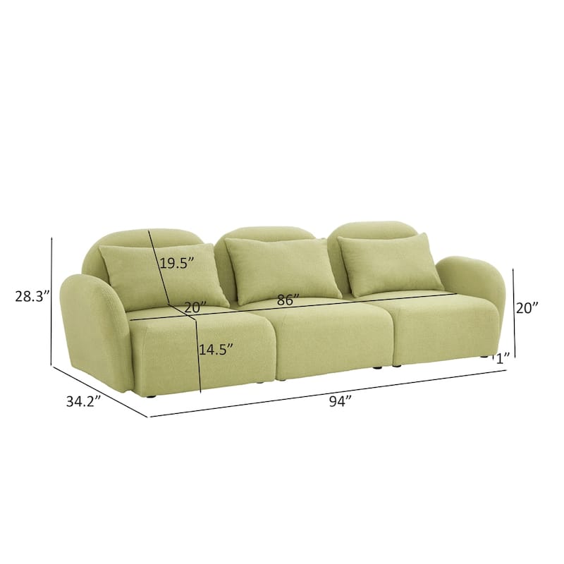 Living Room Furniture Three Seat Lazy Sofa Teddy Fabric