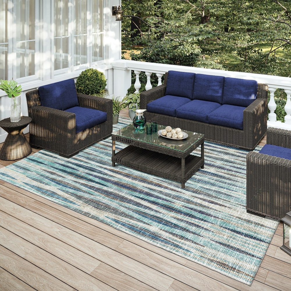 Indoor/Outdoor Waverly Modern Stripes Washable Rug