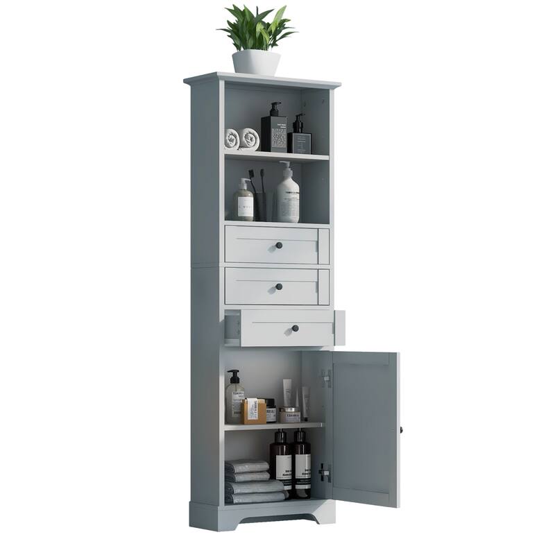Tall Storage with 3 Drawers and Adjustable Shelves MDF Board