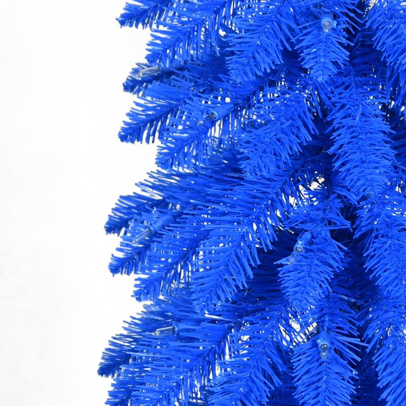 Puleo International 6' Pre-Lit Artificial Blue Alpine Pencil Tree