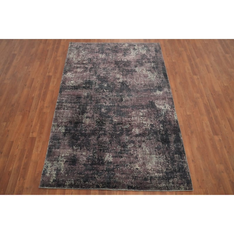 Hand Knotted Oriental Viscose Silk Carpet Modern Abstract Multi-Colored Abstract Area Rug - 7' 9'' X 5' 1''