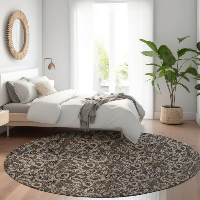 Machine Washable Indoor/ Outdoor Chantille Floral Farmhouse Rug
