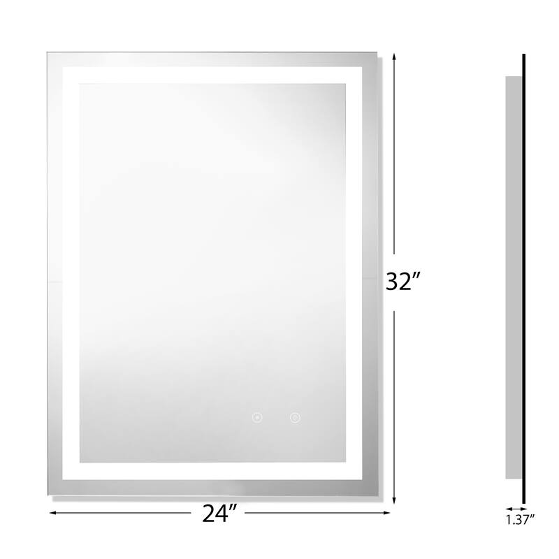 Frameless LED Bathroom Mirror with High Luminosity and Anti-Fog Technology, Wall-Mounted Rectangle Vanity Mirror