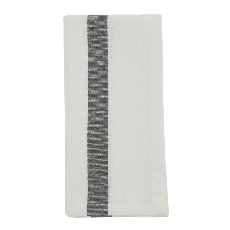 Table Napkins With Banded Design (Set of 4) - Set of 4 - White