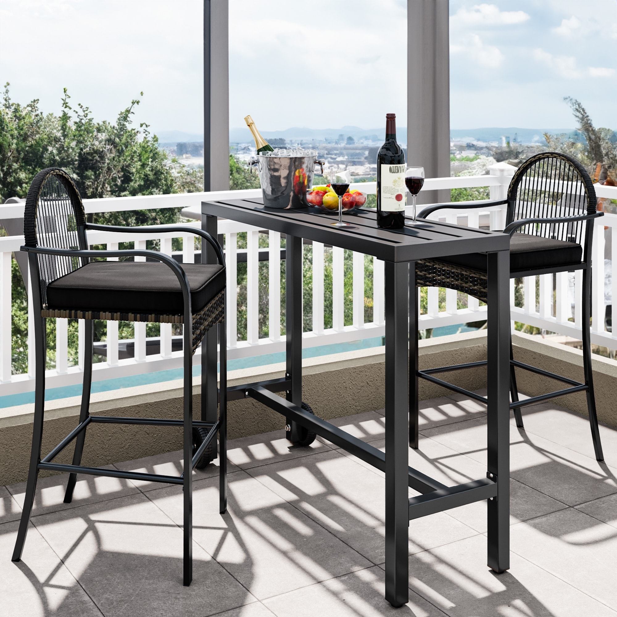 Oakland living metal bar height outdoor dining table sales