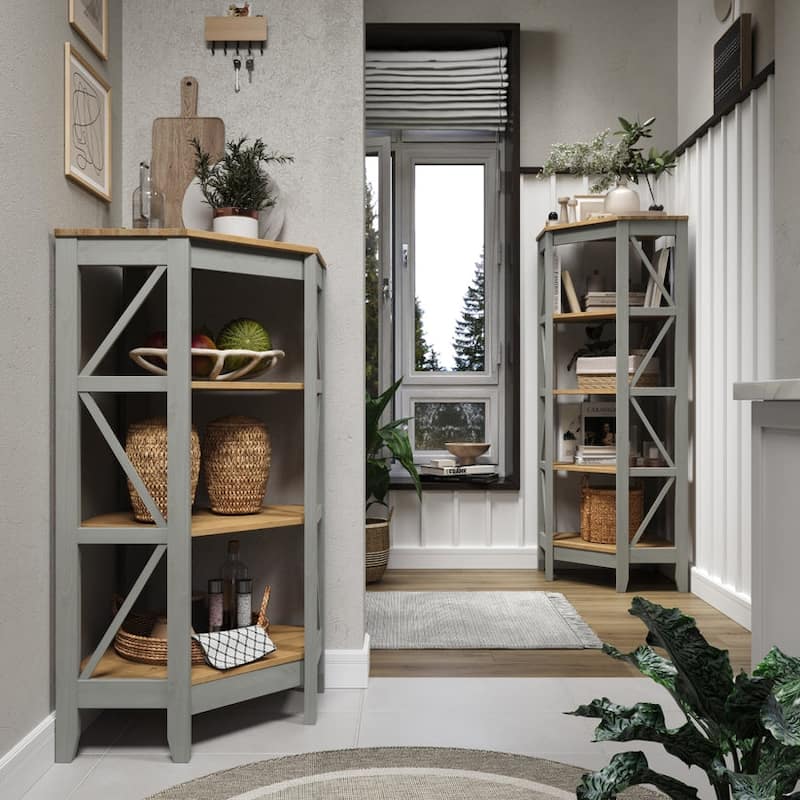 Wood Corner Bookcase 4 Shelf Corona