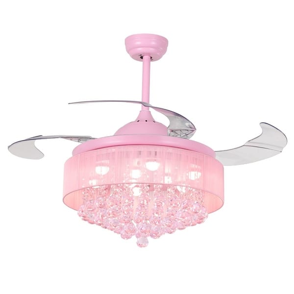 Shop Foldable 42 Inch Pink Crystal Led Ceiling Fan