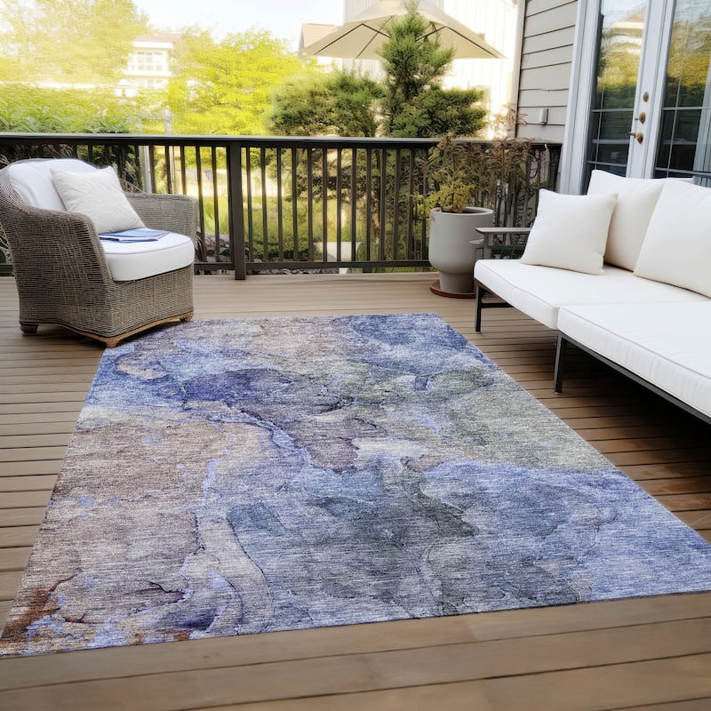 Machine Washable Indoor/ Outdoor Chantille Abstract Modern Rug