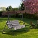 preview thumbnail 4 of 11, MCombo 3-Person Outdoor Porch Canopy Swing Patio Hanging Swing with Steel Stand, UV Protection Convertible Canopy, 4008