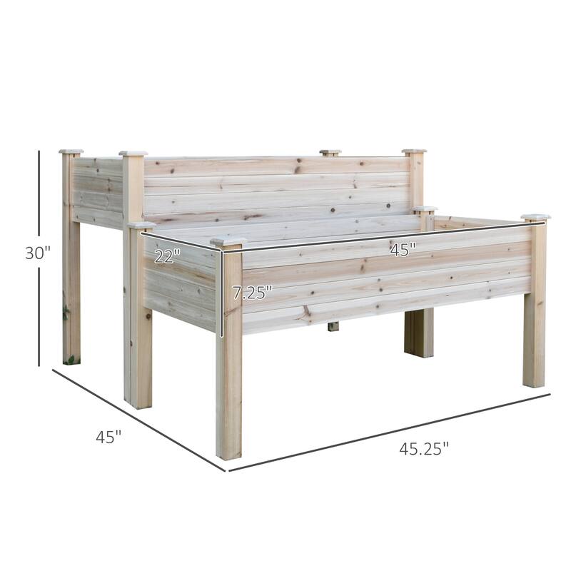 Outsunny 2-Level Raised Garden Bed Large Outdoor Planter Box with Drainage Holes, Thick Legs