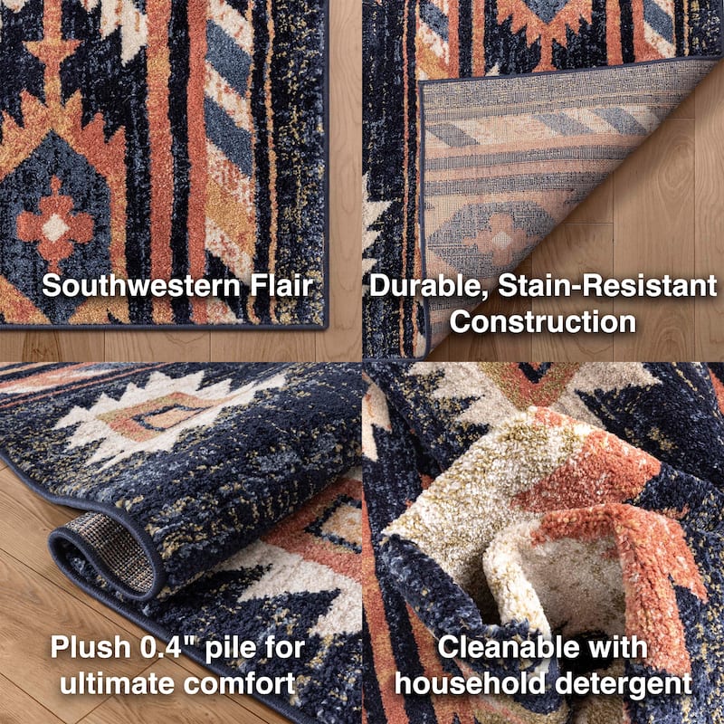 Custom Size Runner Tulsa Lea Southwestern Medallion Stair-Hallway Rug