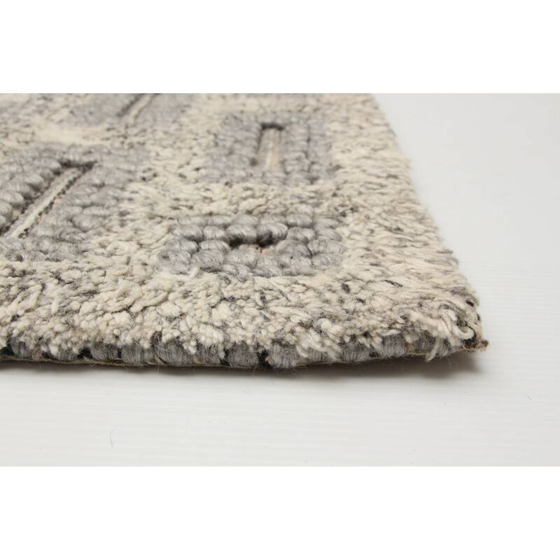ECARPETGALLERY Braid weave Sienna Grey Wool Rug - 5'1 x 8'0