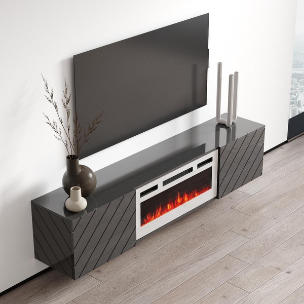 Contemporary electric fireplace sales tv stand