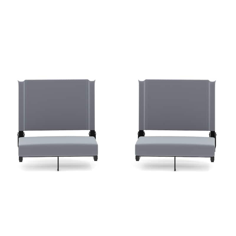 Padded Stadium Chairs with Handles and Bleacher Hooks (Set of 2) - 14"D x 18"W x 18"H - Gray