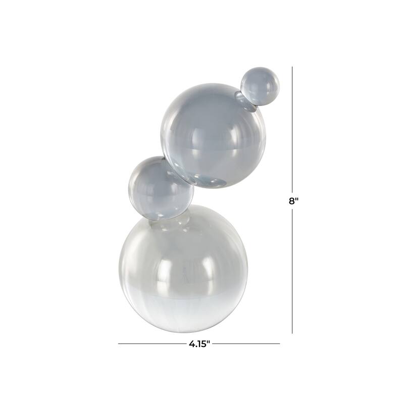 Glass Stacked Orbs Abstract Decorative Sculpture - Beige or Clear