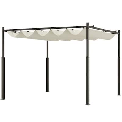 Cream White Outdoor Pergola with Powder Coated Metal Frame and 180g Polyester Canopy UPF 30 Plus for Patio Garden