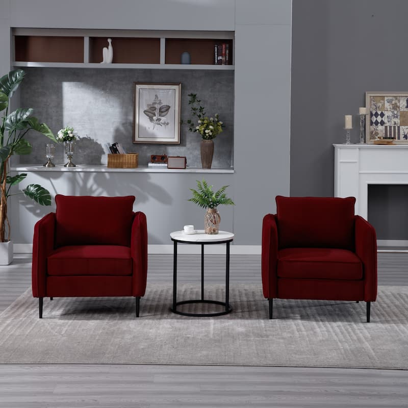 Accent Chair For Living Room, Velvet Comfy Single Sofa Chair Mid-Century Modern Armchair With 1 Pillow And Metal Legs