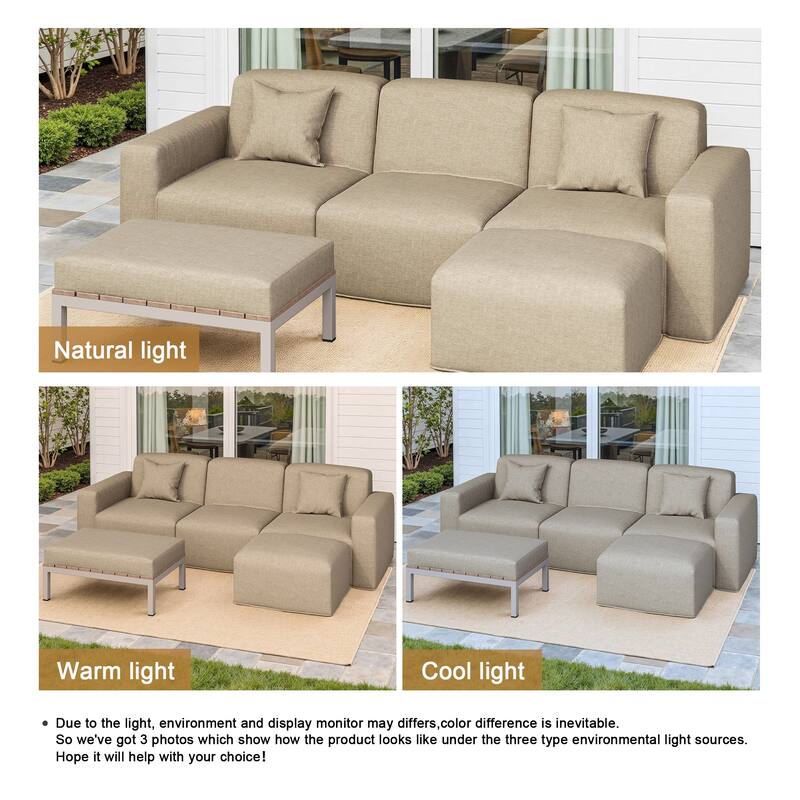 Outdoor No Assembly Patio Conversation Sets with Coffee Table, Ottoman